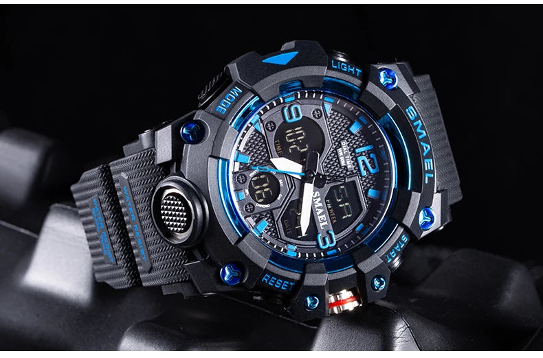 Sport Watch Military Watch For Men Alarm Clock Stopwatch LED Digital Back Light Dual Time Display 8008 Men's Watches Waterproof