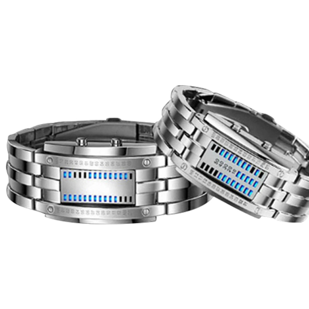 Fashion Couple Watch Men Women Luxury Watch Lovers Stainless Steel Clock LED Date Bracelet Watch Binary Wristwatch Sport Watches
