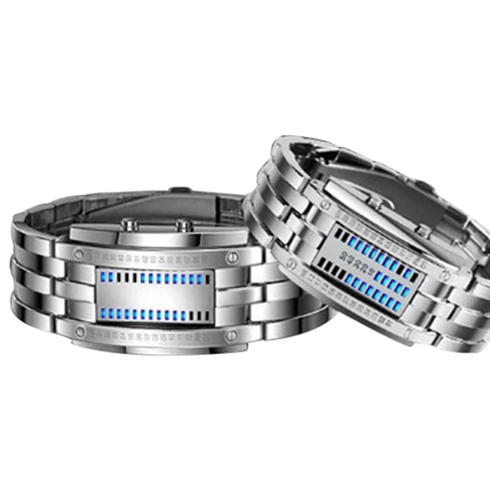 Fashion Couple Watch Men Women Luxury Watch Lovers Stainless Steel Clock LED Date Bracelet Watch Binary Wristwatch Sport Watches