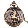 Antique FullMetal Alchemist Edward Elric Cosplay Quartz Pocket Watch with Pendant Necklace Men Women Fob Watch