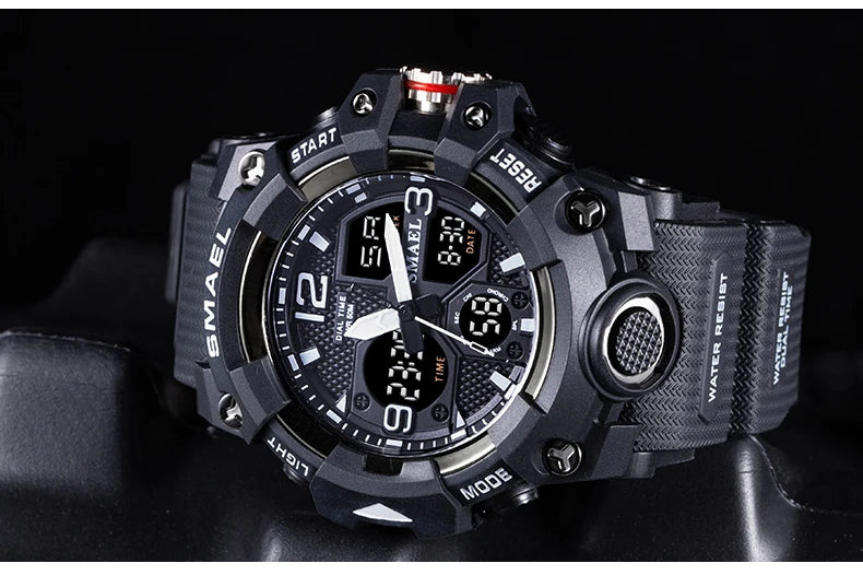 Sport Watch Military Watch For Men Alarm Clock Stopwatch LED Digital Back Light Dual Time Display 8008 Men's Watches Waterproof