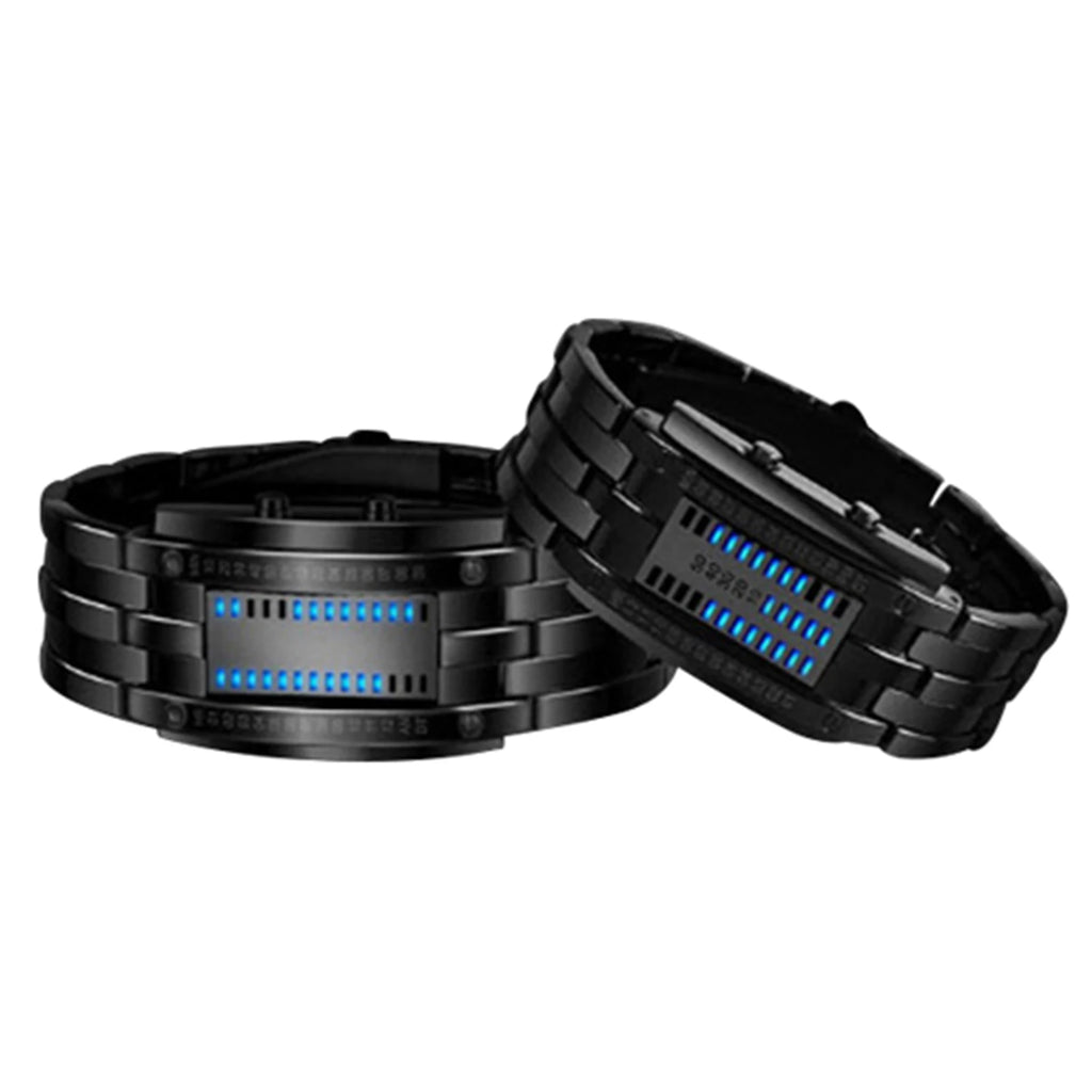 Fashion Couple Watch Men Women Luxury Watch Lovers Stainless Steel Clock LED Date Bracelet Watch Binary Wristwatch Sport Watches
