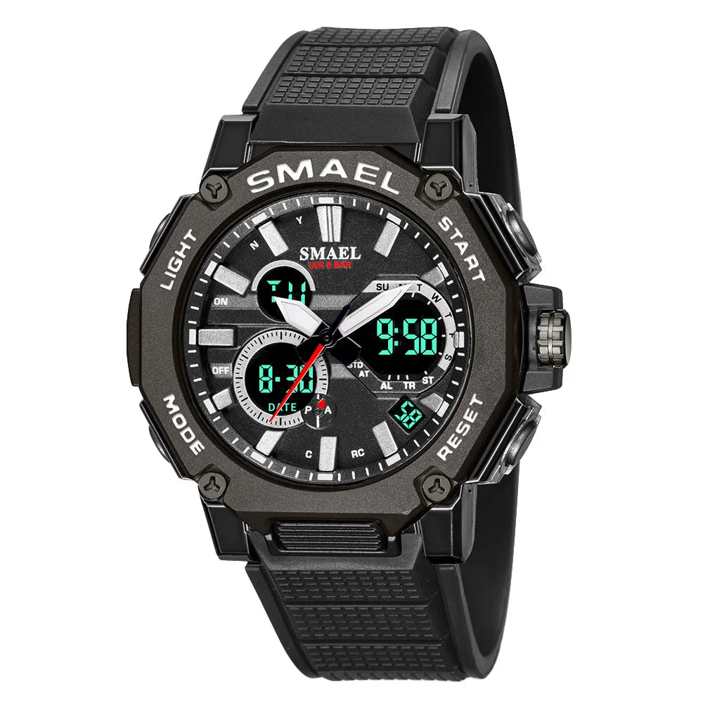 Quartz Watches Sports SMAEL Brand Male Clock Alarm 50M Waterproof Stopwatch LED Back Light Wristwatches 8047 Men Watch Sport