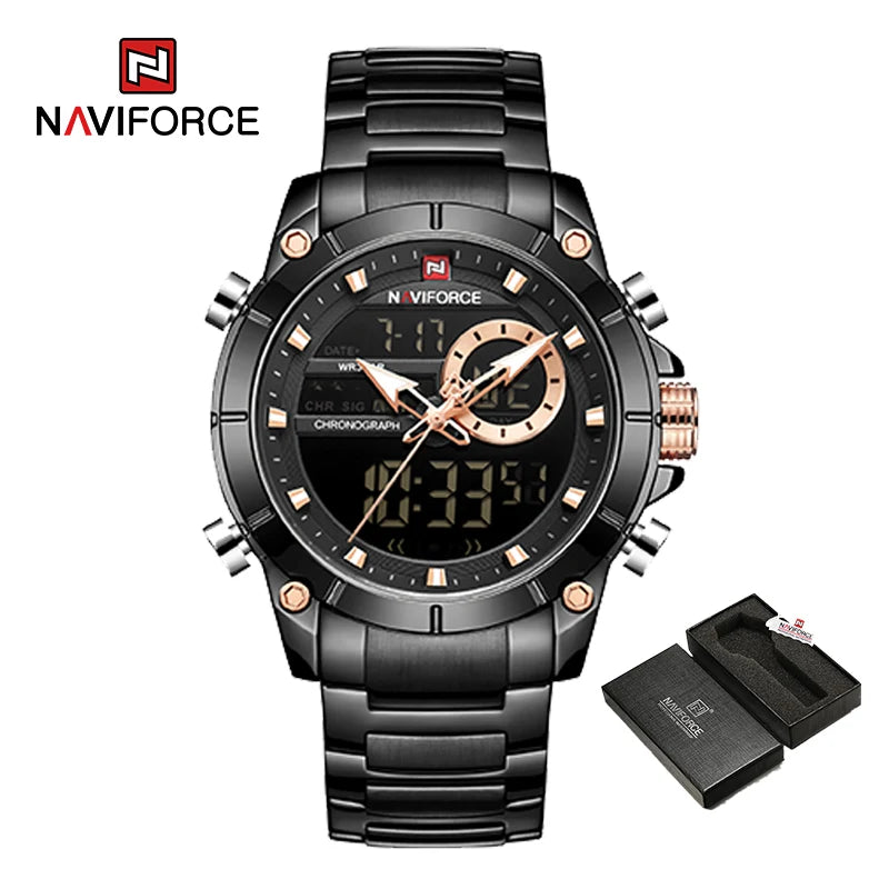 NAVIFORCE Luxury Original Sports Wrist Watch For Men Waterproof Digital Fashion Watches Male Relogio Masculino 9163 Free Shiping