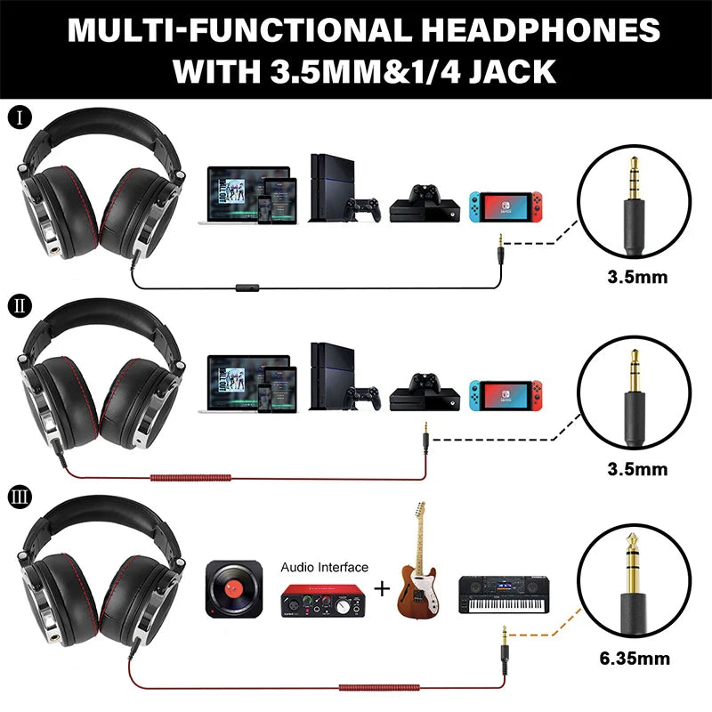 Oneodio Wired Headphones Professional Studio Pro 10/30/50 DJ Headphones With Microphone Over Ear HiFi Hi-Res Monitor Headset