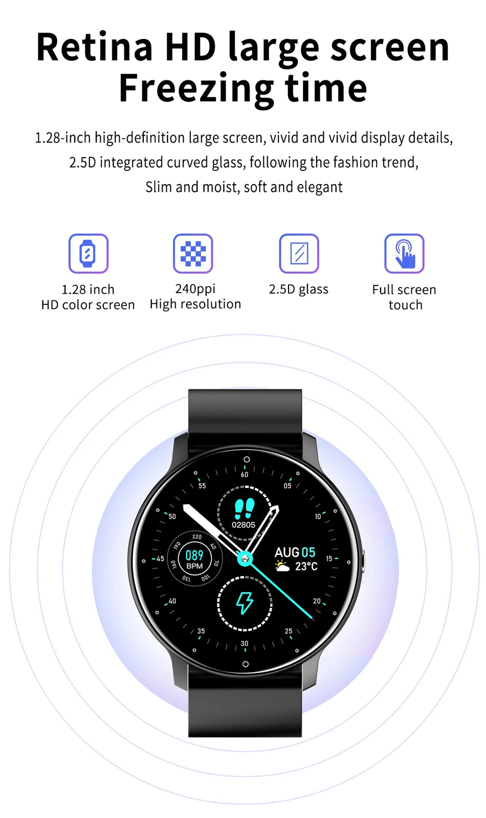 ZL02 Men Smart Watch Full Touch Screen Fitness Tracker IP68 Waterproof Sport Smartwatch BT Call Wrist Watches for Men Women 2026