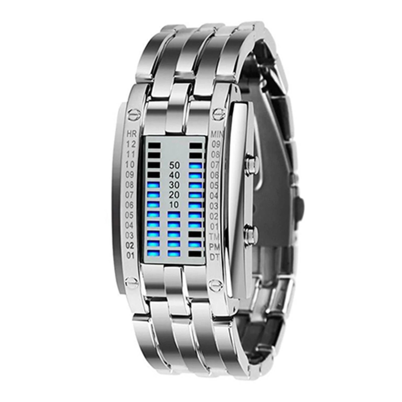 Fashion Couple Watch Men Women Luxury Watch Lovers Stainless Steel Clock LED Date Bracelet Watch Binary Wristwatch Sport Watches
