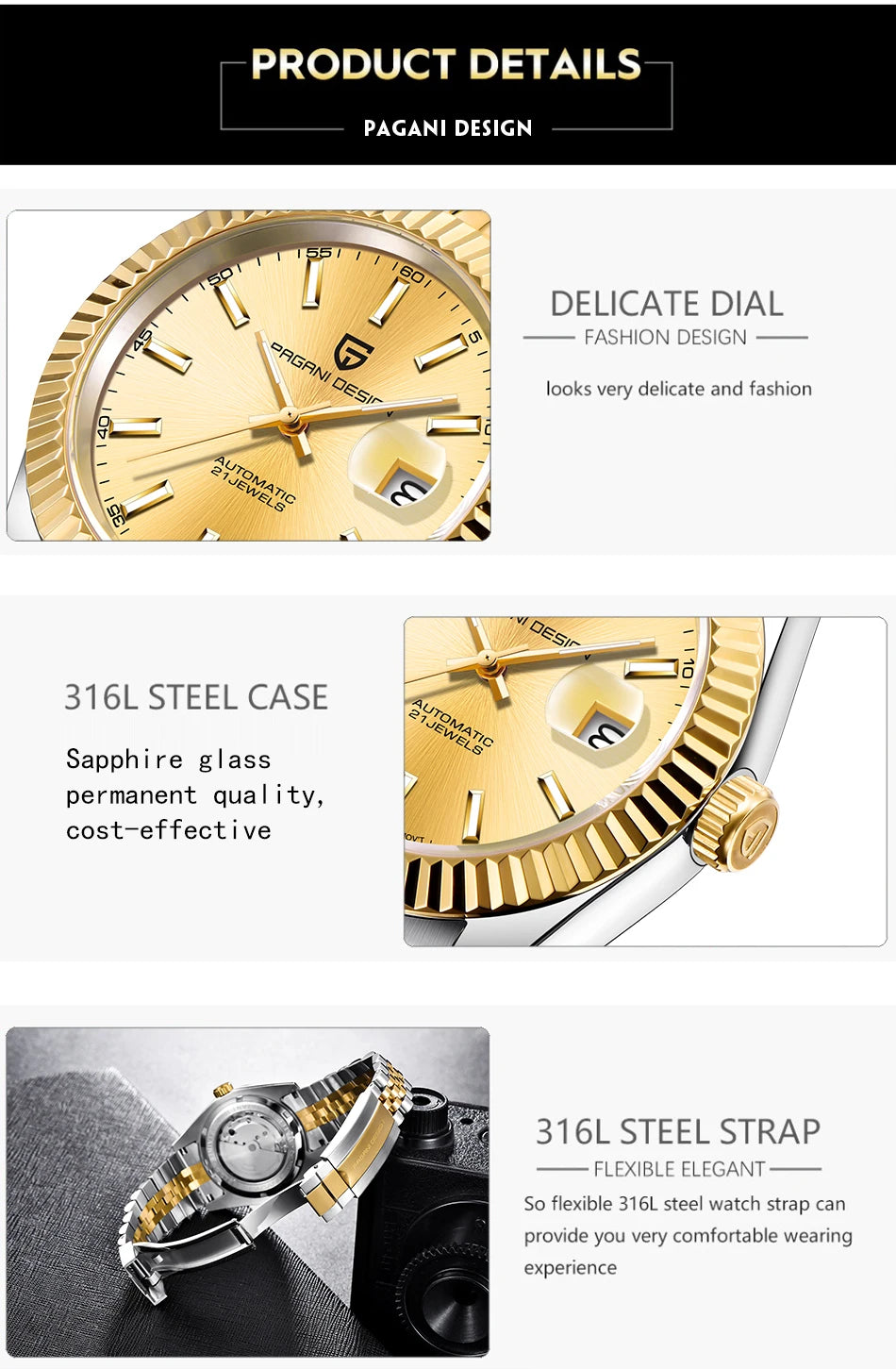 2026 PAGANI DESIGN New Men Mechanical Watches Luxurious Business Automatic Watch 100M Waterproof Stainless Steel Watch for Men
