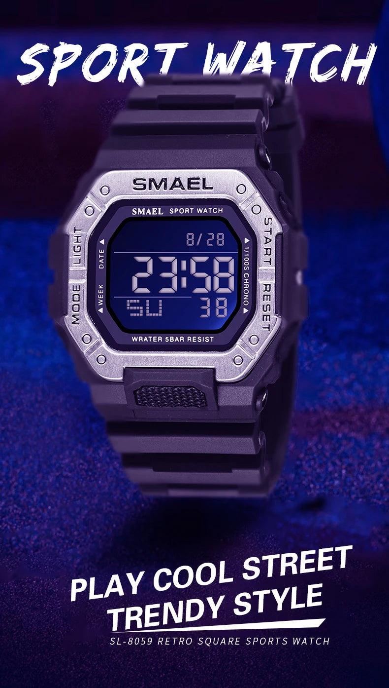 Relogio SMAEL Men Multifunctional Digital Sport Watch Count Down Male Army Military Clock LED WristWatches Fashion Male Relógios