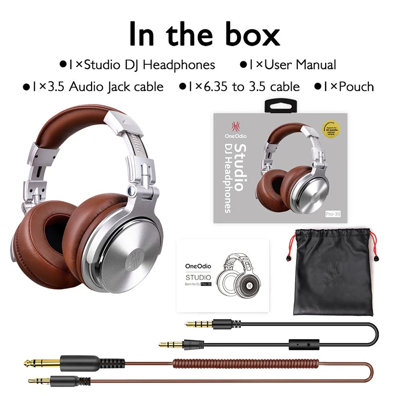 Oneodio Wired HiFi Headphones Professional Studio DJ Headphones With Mic Over Ear Hi-Res Headset Monitoring For AMP Guitar Phone