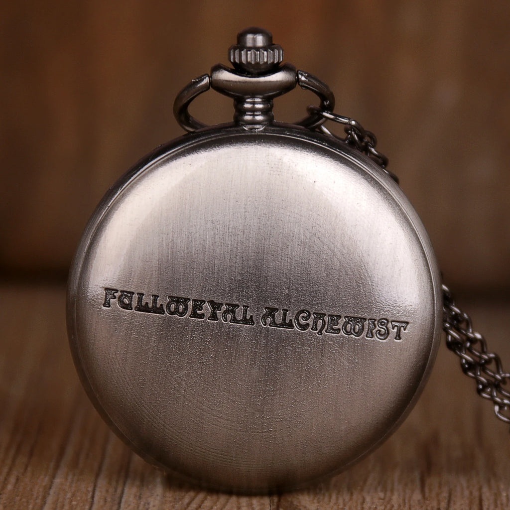 Antique FullMetal Alchemist Edward Elric Cosplay Quartz Pocket Watch with Pendant Necklace Men Women Fob Watch