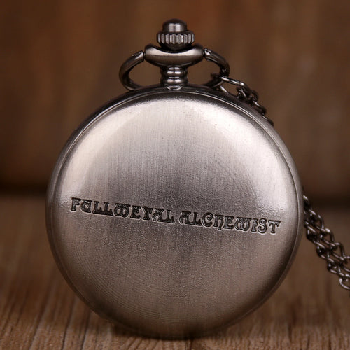 Antique FullMetal Alchemist Edward Elric Cosplay Quartz Pocket Watch with Pendant Necklace Men Women Fob Watch