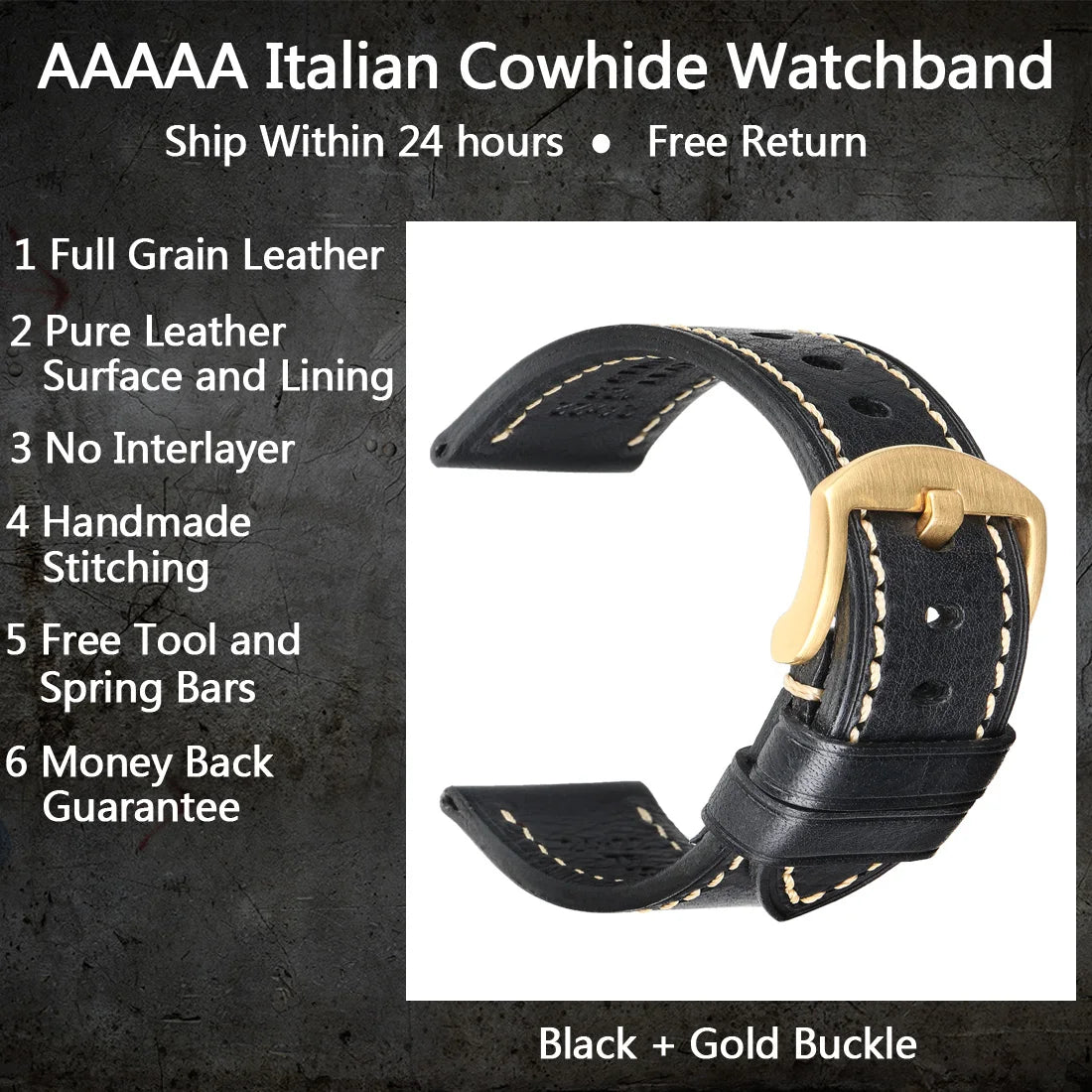 Luxury Handmade Watch Band Genuine Cow Leather Watch Strap With Butterfly Buckle Bracelet For Hamilton SEIKO Citizen Watchbands