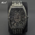 Luxury Ice Out Mens Watches Popular Tonneau Full Diamond Silver Geneva Male Watch Hip Hop Original Waterproof relogio masculino