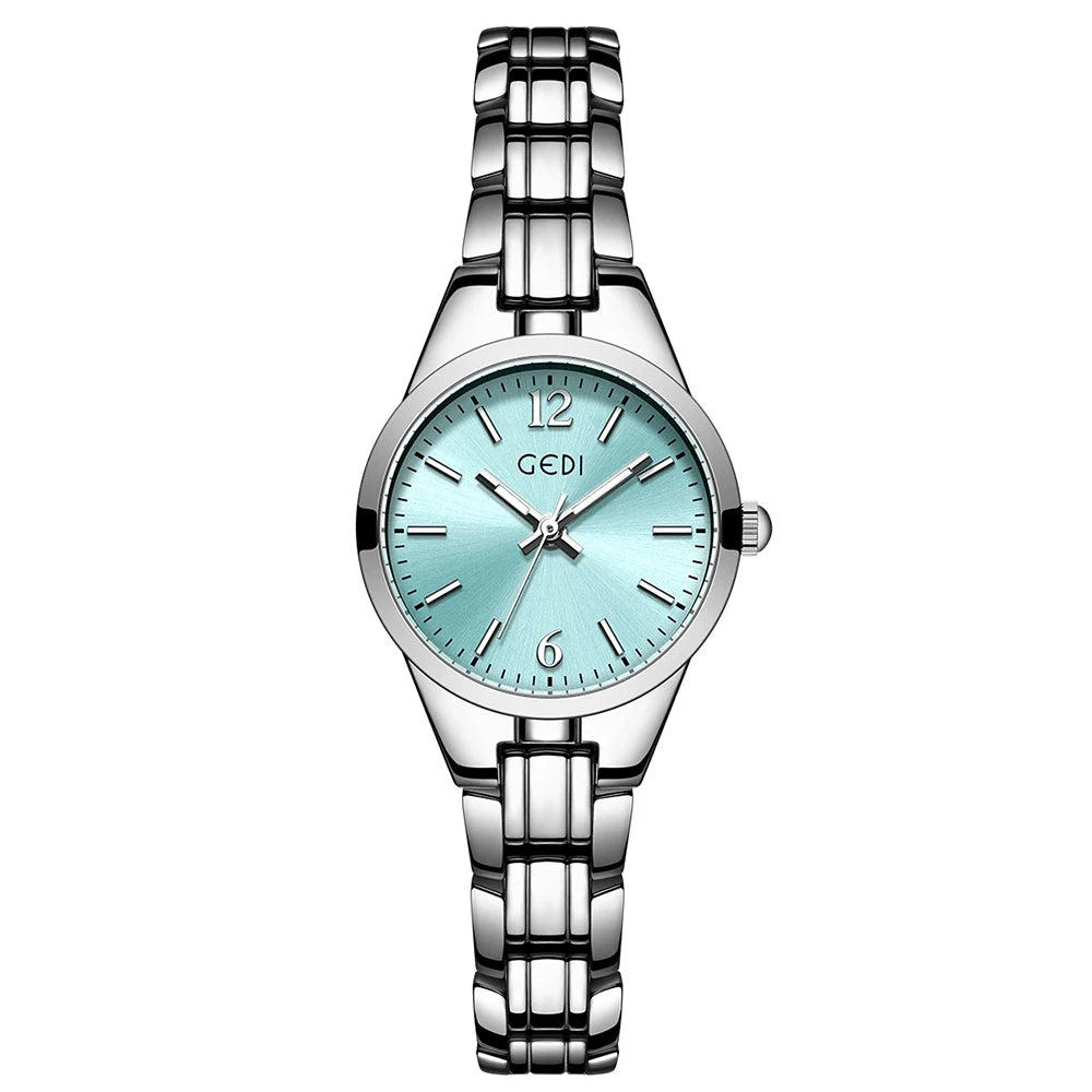 GEDI Small Watch for Women Silver Light Luxury Elegant Waterproof Quartz Watches Ladies Wristwatches Fashion Casual Simple