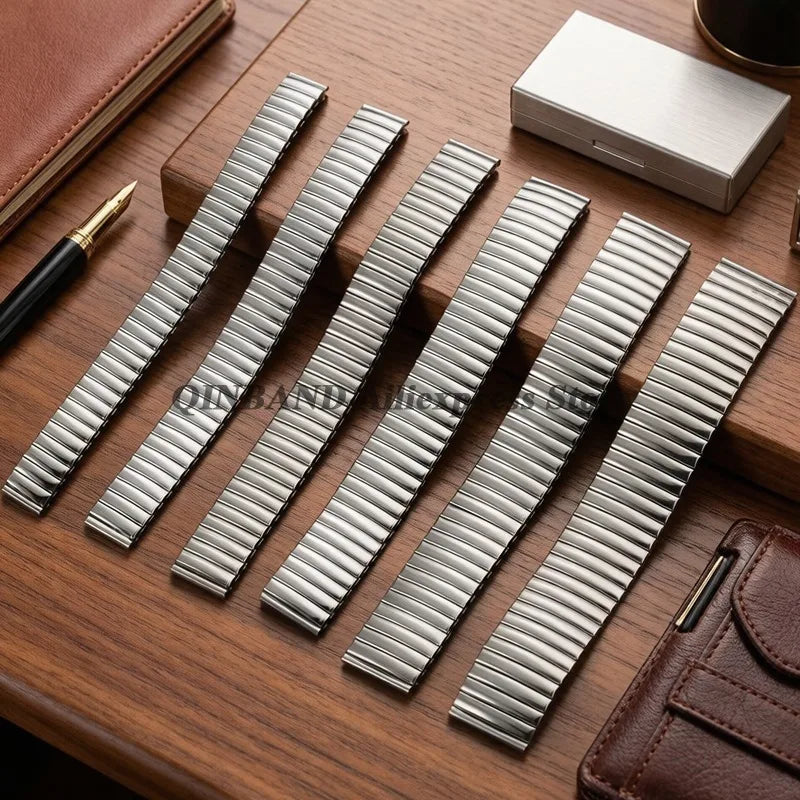 12mm 14mm 16mm 18mm 20mm 22mm Expansion Stainless Steel Watch Strap Elastic Metal Watchband Universal Men Women Watches Bracelet