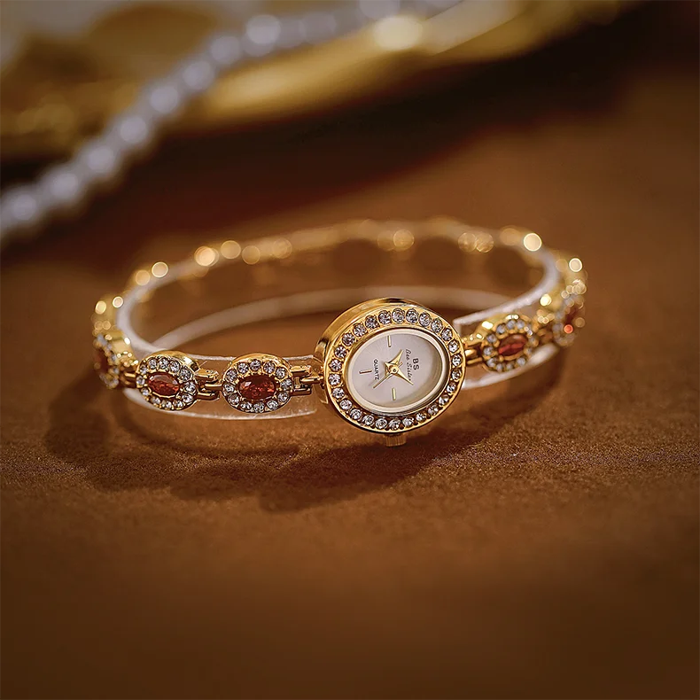 Colorful Diamond Luxury Women's Watch Elegant Bracelet Wristwatch Waterproof Quartz Hand Clock Gifts For Girlfriend