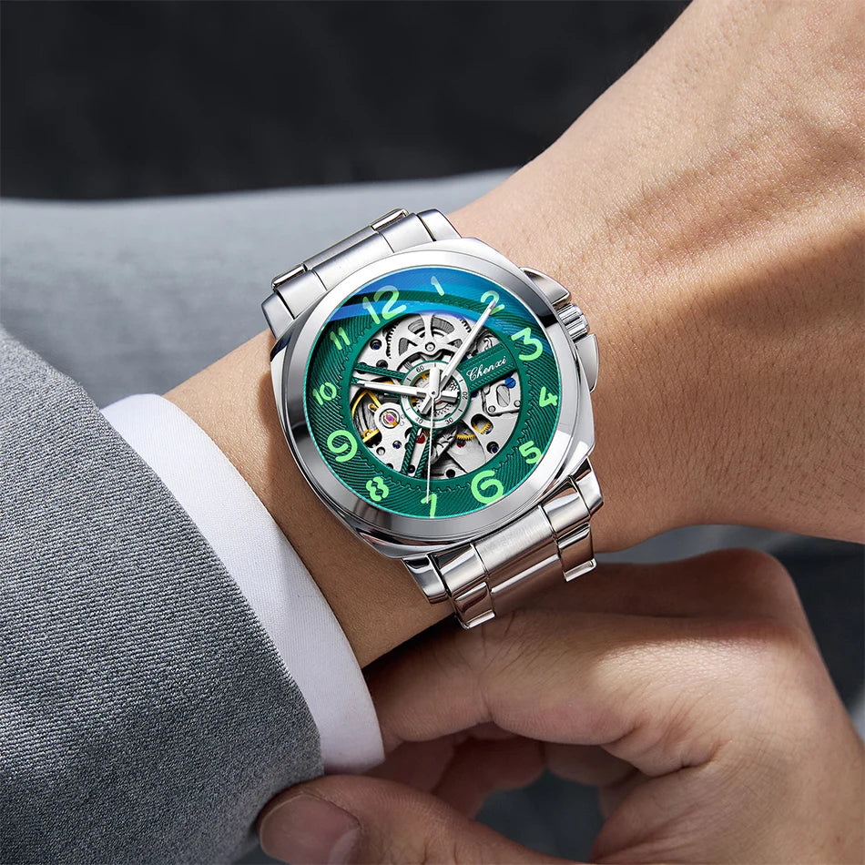 CHENXI New Mechanical Men's Watches Large Openwork Dial Fashion Luminous Waterproof Fully Automatic Mechanical Watch Man