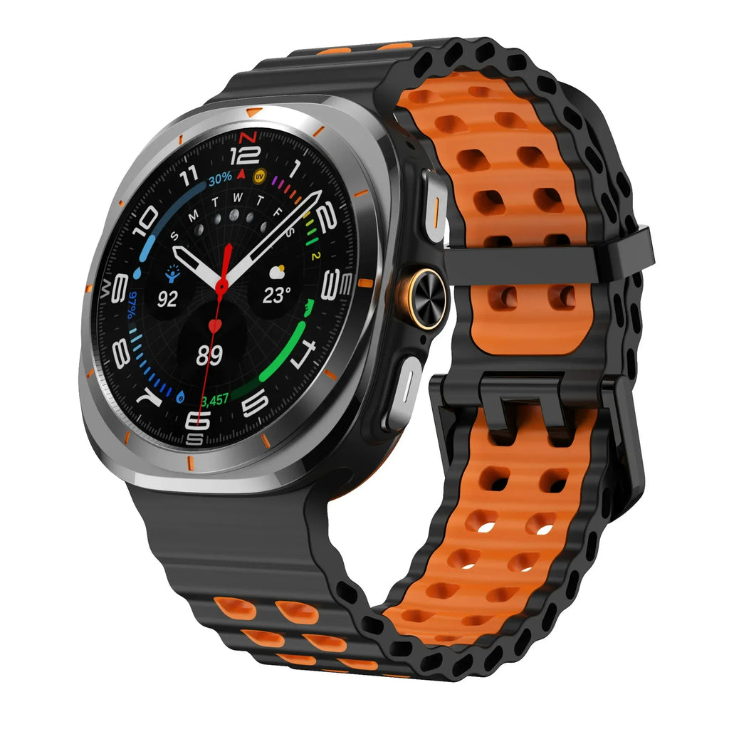 Two-color Silicone Strap for Samsung Galaxy Watch Ultra 47mm Ocean Original Official Wristband Galaxy Watch 8-7 Ultra 47mm Belt