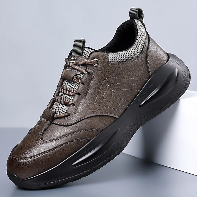 Fashion Men's Autumn Casual Leather Shoes Classic Business Formal Sneakers Comfy Thick Bottom Office Outdoor Daily Walking Shoes
