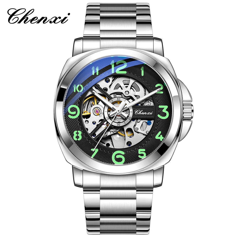 CHENXI New Mechanical Men's Watches Large Openwork Dial Fashion Luminous Waterproof Fully Automatic Mechanical Watch Man