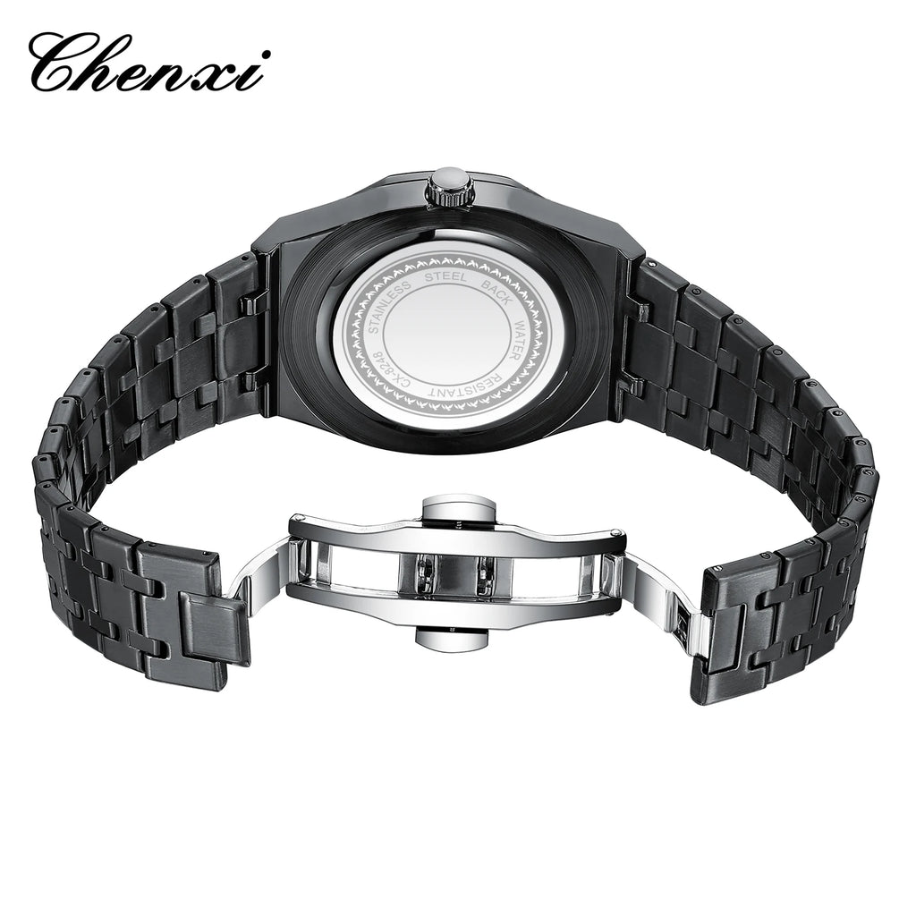 CHENXI NEW Men's Watches Fashion Casual Luminous Date Quartz Watch Male Clock Gifts 42mm Dial Gold Wristwatch Waterproof