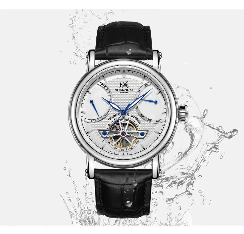 Shanghai Watch Men's Automatic Mechanical Watches 42mm Luminous Watch Sapphire Calendar Watch 5Bar Waterproof Wristwatch S8924
