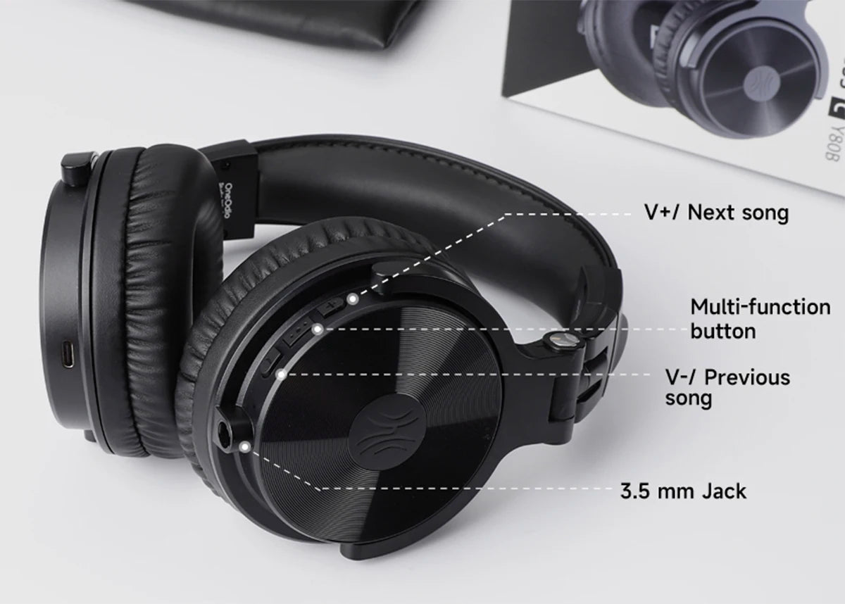 Oneodio Pro-C Bluetooth Wireless Headphones With Mic 110Hr Hi-Res Over Ear Bluetooth 5.2 Headset Earphone For Phone PC Sports