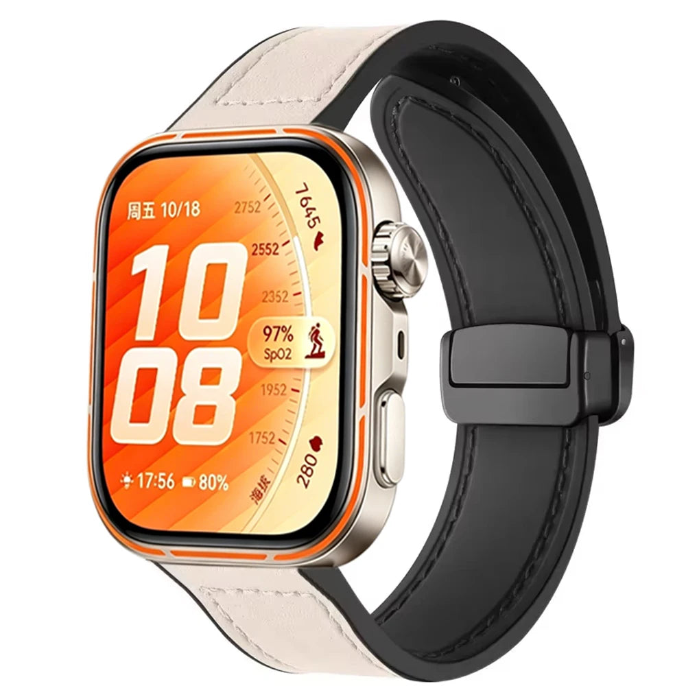 Silicone Leather Strap for Huawei Watch Fit 5 Pro/4 Pro Outdoor Sports Replacement Bracelet Wristband for Huawei Watch Fit 5 4 3