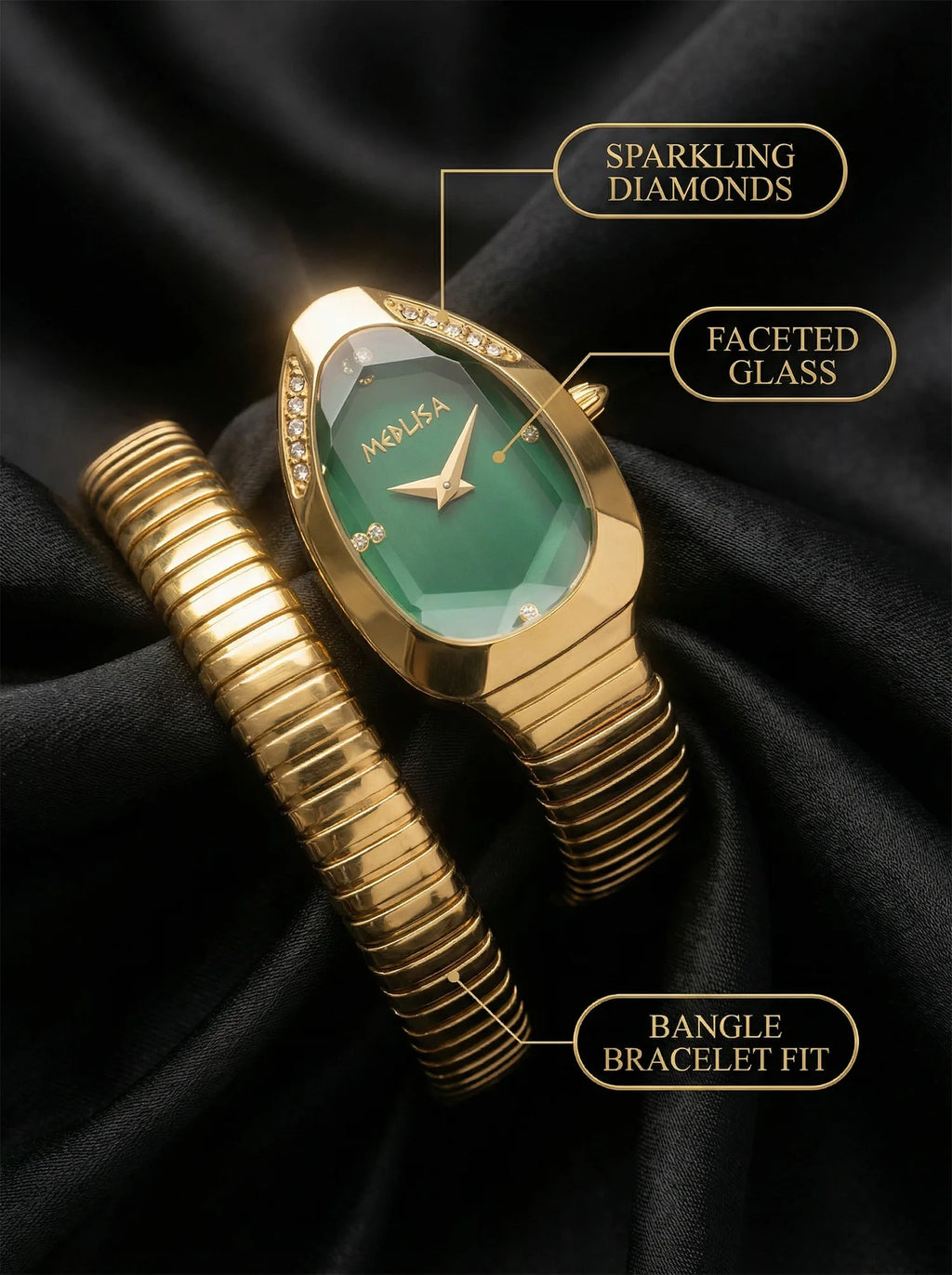2026 High Quality Gold Diamond Set Snake Shaped Dress Watch Bangle Style Fashionable Unique Brand Same Style Women's Wristwatch
