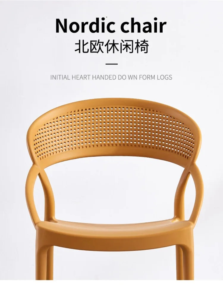 Plastic Chair Backrest, Home Thick Backrest Chair, Casual Nordic Minimalist Dining Chair, Restaurant Chair, Outdoor Armchair