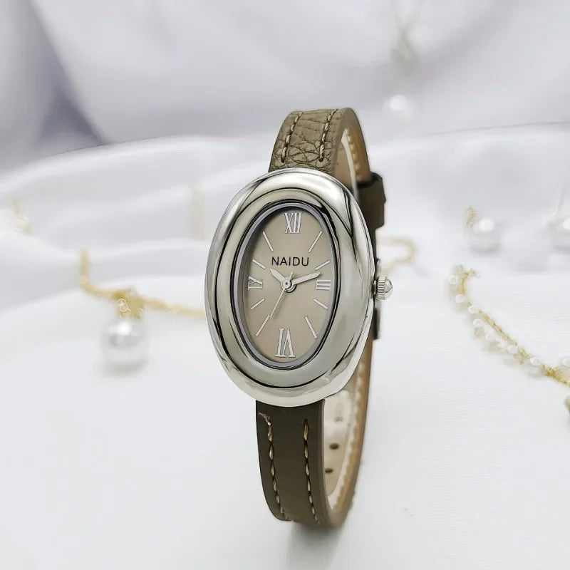 Luxury Pigeon Egg Dial Women's Quartz Watch Vintage Leather Strap Wristwatches Gift Clock Dropshipping Reloj Mujer Montre Femme