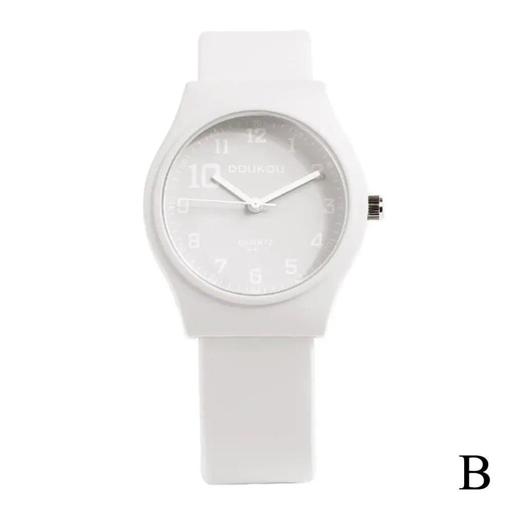 Summer Candy Colors Watch Korean Women Circular Quartz Watches Trendy Ladies PU Leather Watch Luxury Simple Wristwatch Clock