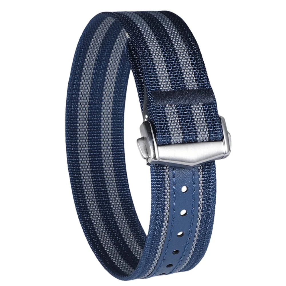 Premium Ribbed Watch Band Deployant Clasp Nylon 20mm 22mm Watch Strap for Omega Folding Buckle Watchband Sport Wristband For Men