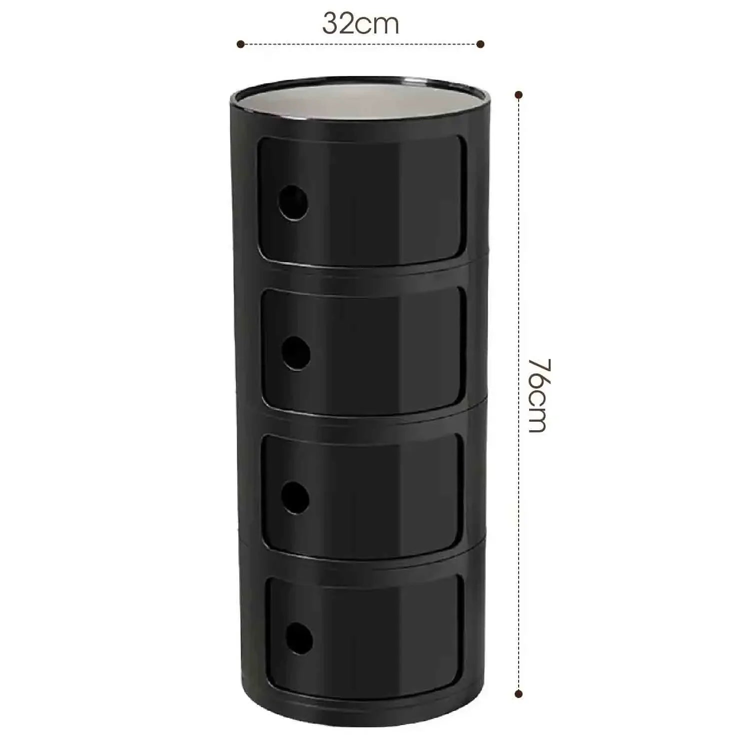 Plastic Round Bedside Nightstand with Drawers Practical Storage Box Cabinet Nightstand Chic Decor for Bedroom Living Room