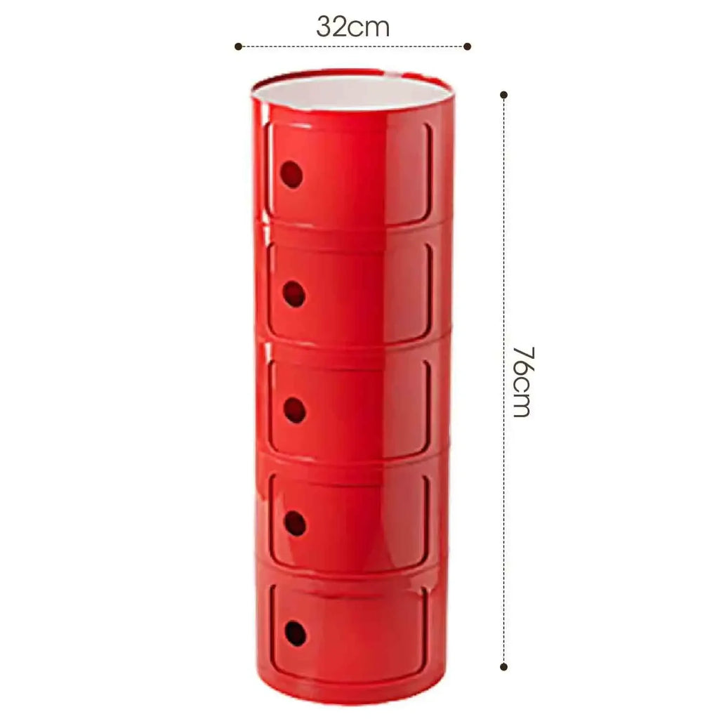 Plastic Round Bedside Nightstand with Drawers Practical Storage Box Cabinet Nightstand Chic Decor for Bedroom Living Room