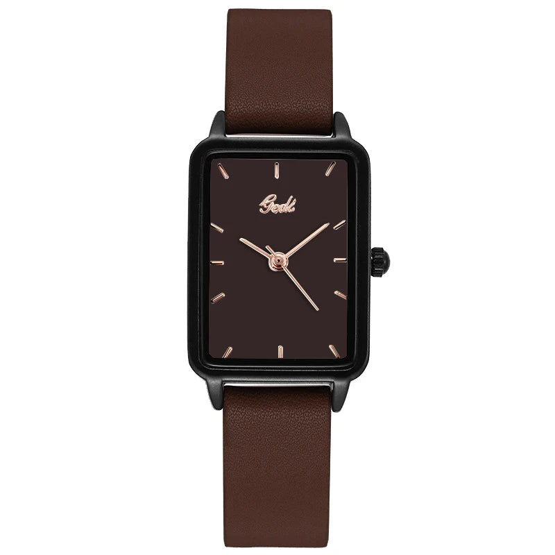 GEDI Watches for Woman Vintage Niche Elegant Waterproof Leather Watches Ladies Quartz Square Women's Wristwatches