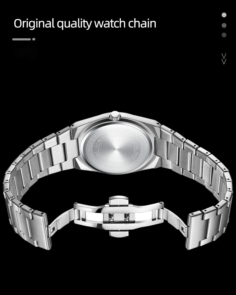 Original Men's Watches CHENXI Eastern Arabic numerals Dial Date Luminous Quartz Business Simple Watch Waterproof Stainless Steel