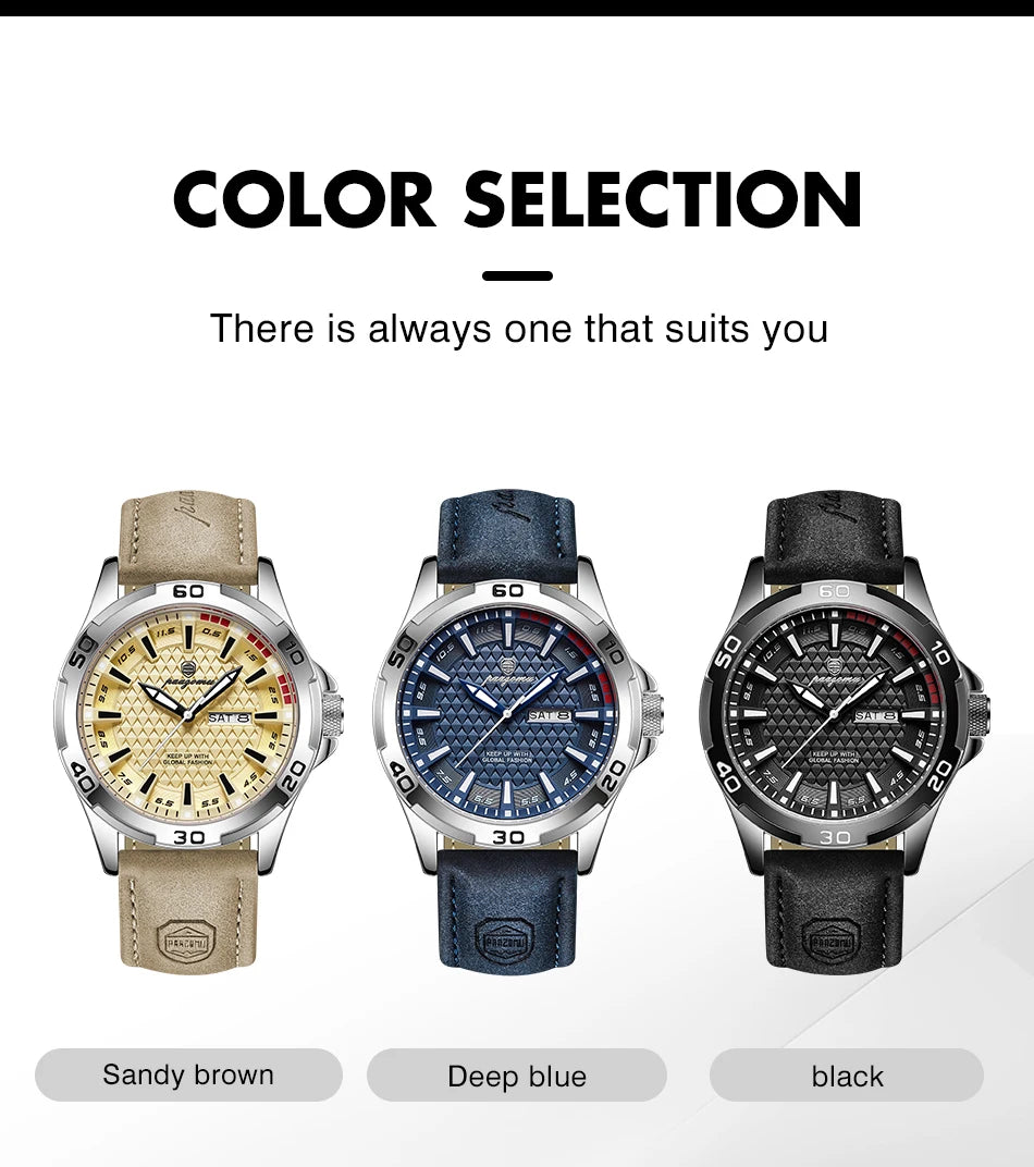 PAAZOMU Luxury Sports Men Watch Luminous Waterproof Chronograph Date Man Wristwatch Leather Quartz Business Men's Watches Reloj