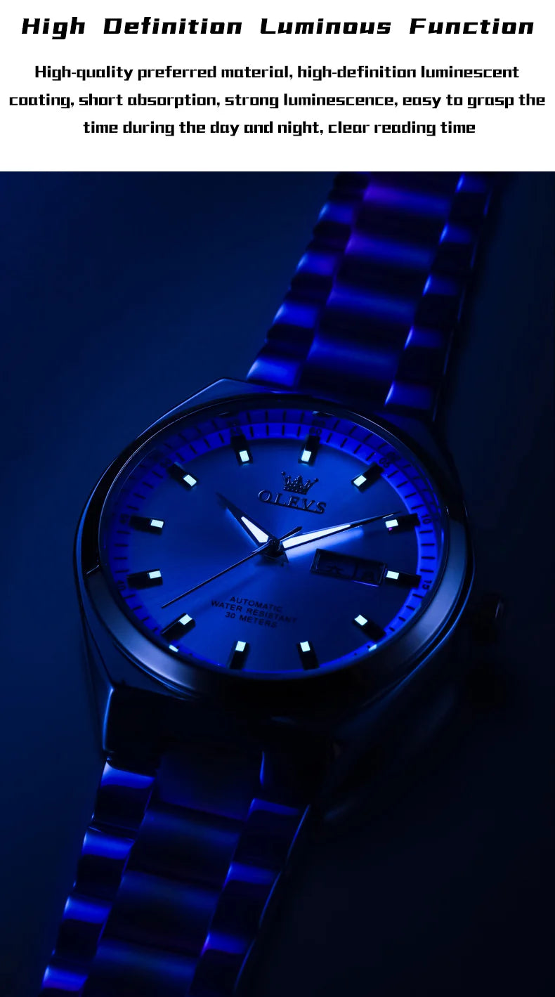 OLEVS 9907 NEW Business Watch for Men Fully Automatic Mechanical Movement Classic Date Week High-end Luxury Wrist watch for Men