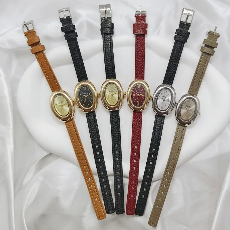 Luxury Pigeon Egg Dial Women's Quartz Watch Vintage Leather Strap Wristwatches Gift Clock Dropshipping Reloj Mujer Montre Femme