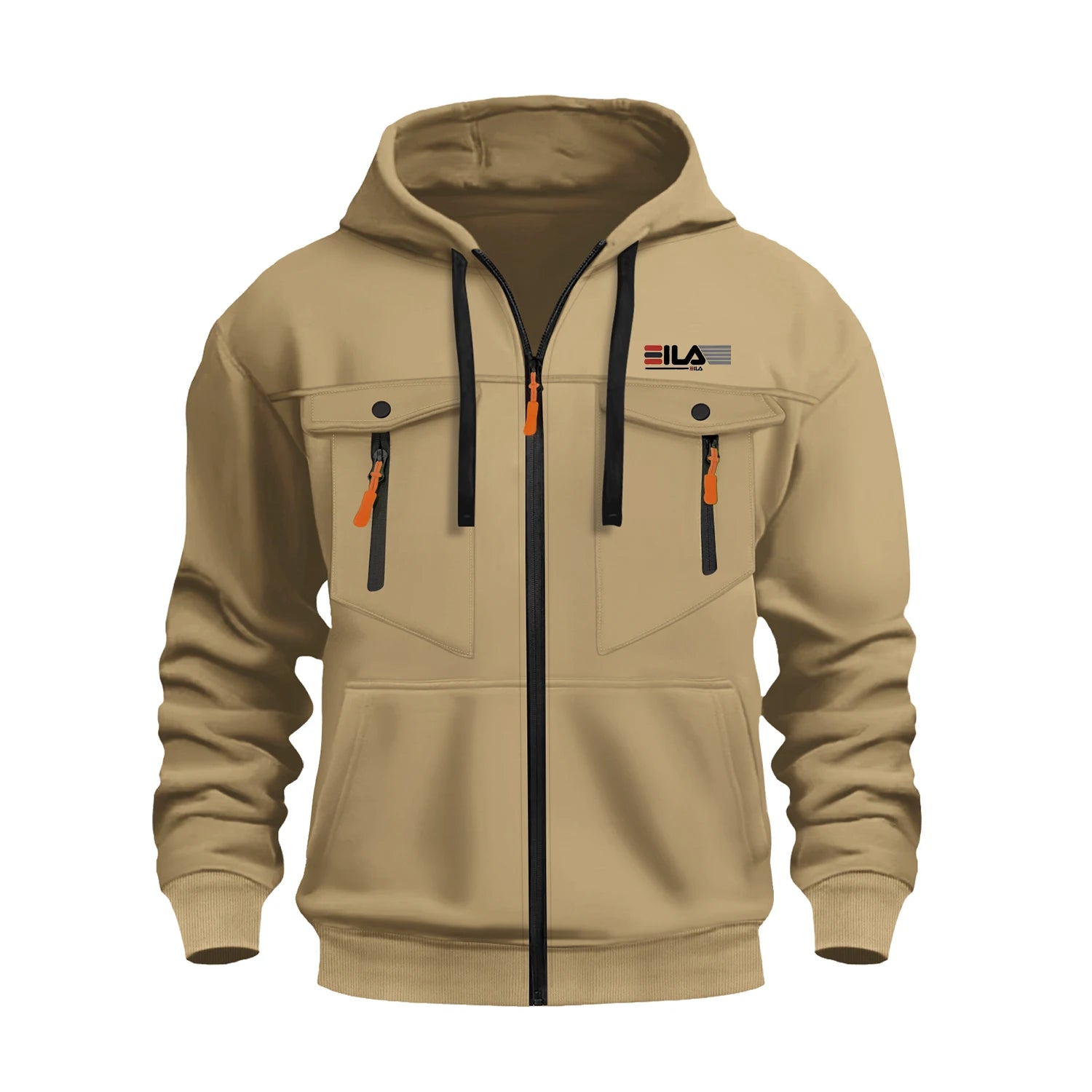 Autumn Winter Hoodies Men Zipper Patchwork Warm Fleece Sweatshirts Multi Pockets Male Fashion Hooded Jacket Thick Outdoor Hoodie