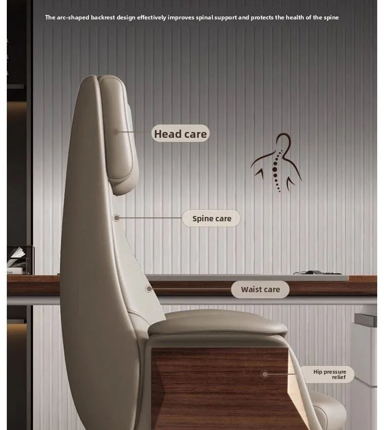 High end boss chair, genuine leather office chair, CEO computer, ergonomic, sedentary, swivel chair that can be reclined