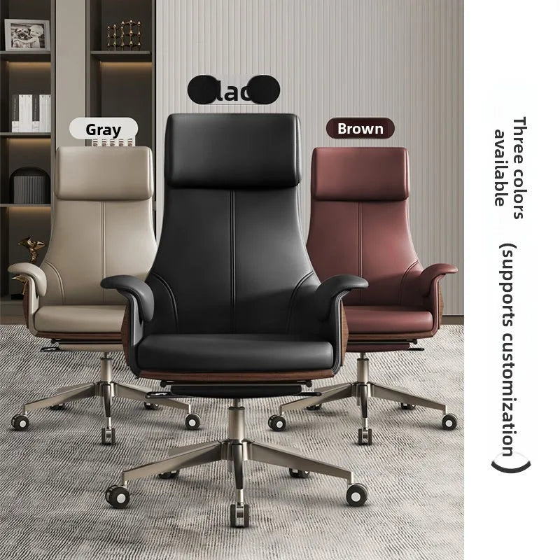 High end boss chair, genuine leather office chair, CEO computer, ergonomic, sedentary, swivel chair that can be reclined