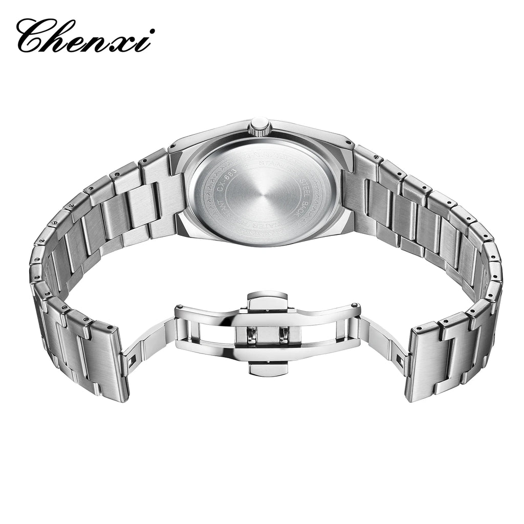 Original Men's Watches CHENXI Eastern Arabic numerals Dial Date Luminous Quartz Business Simple Watch Waterproof Stainless Steel