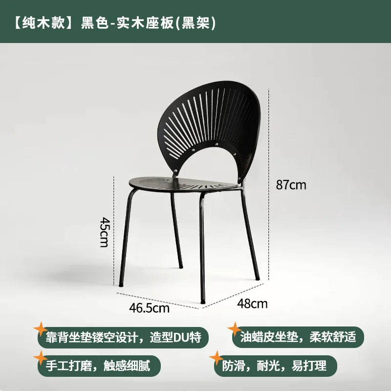 Retro Mid Century Solid Wood Shell Chair Simple Backrest Dining Tea Chair Luxury Home Furniture