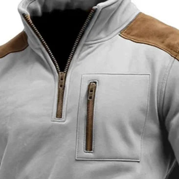 Autumn Winter New Men's Stand Collar Pullover Sweatshirts Fashion Patchwork Sports Tops Male Casual Streetwear Pull On Hoodie