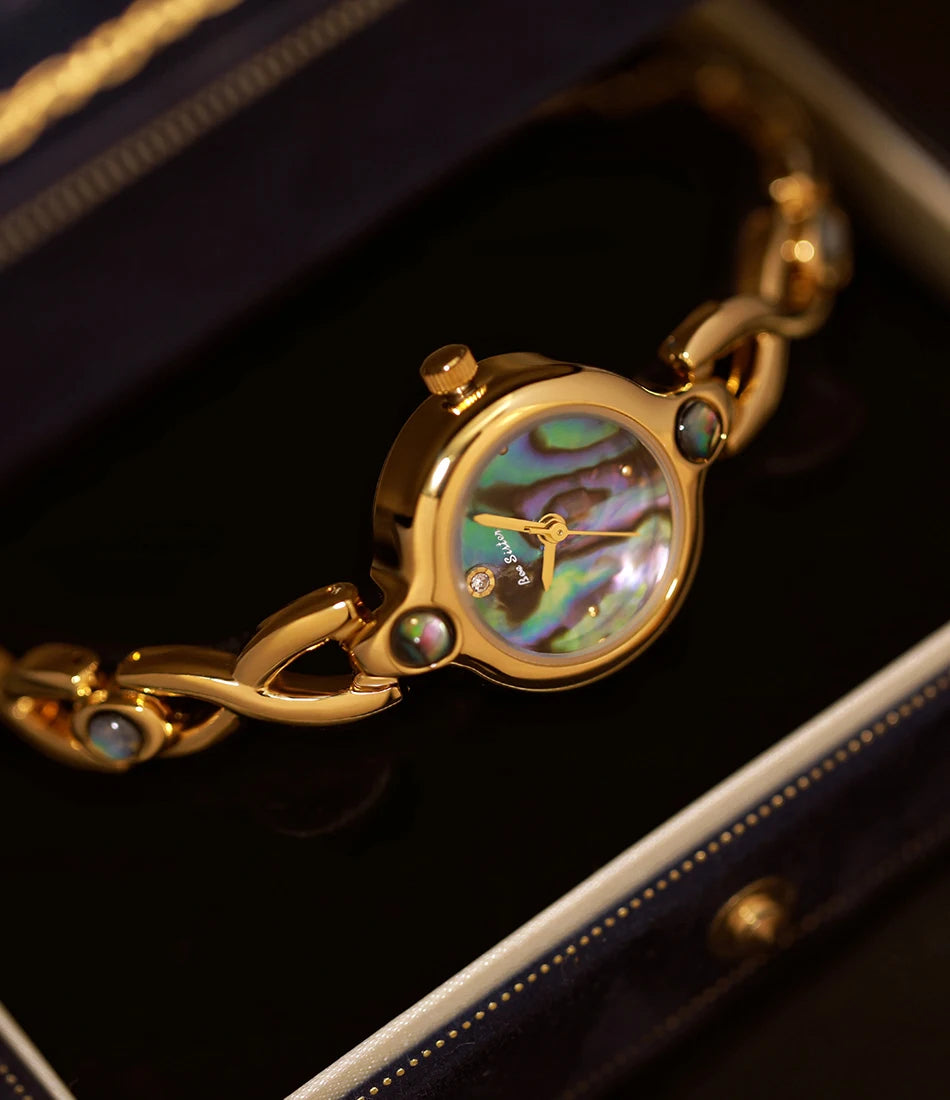 Ladies Watch Elegant Retro Round Black Gold Shell Dial Fashion Casual Gold Watches For Woman Gift Fashion Accessory