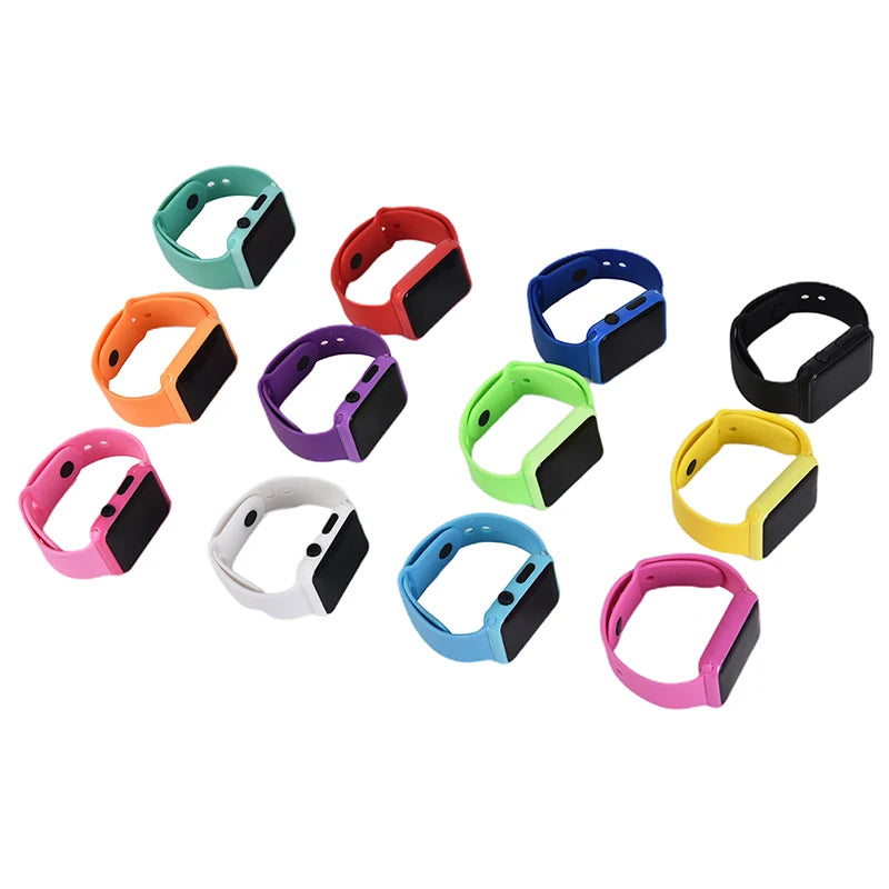 Square Silicone Digital Watch Red LED Watches Metal WristWatch Sport Clock Hours