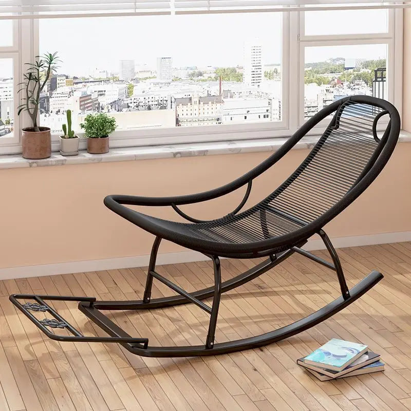 Leisure Lounge Chair, Garden Chair, Widened Rocking Chair, Rattan Rainbow Rocking Chair